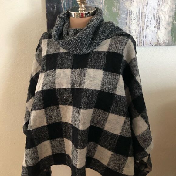 Anthropologie Poncho Wool Blend Wintertide Reversible Cowl Neck - Picture 3 of 11